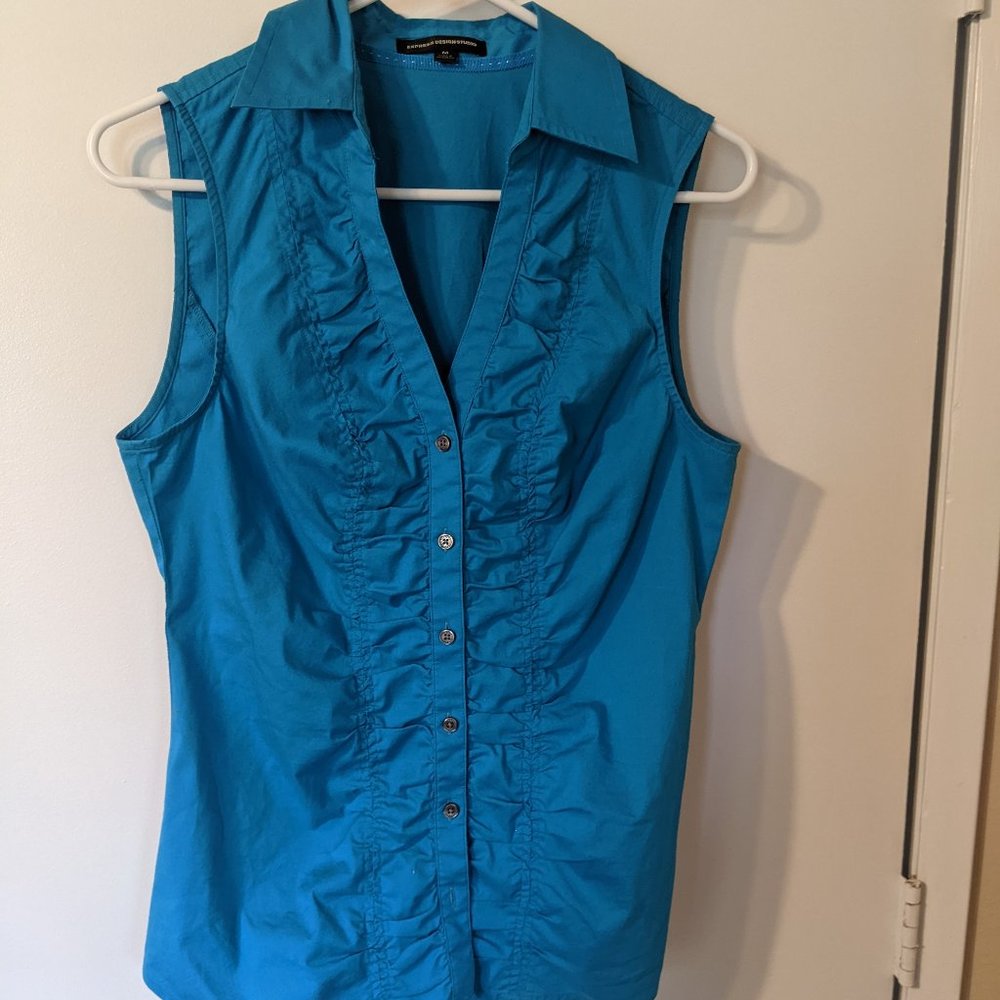 Express Tank Blouse, Blue Size Medium
